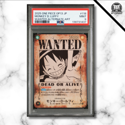 One Piece Card Japanese - Monkey D.Luffy Wanted Alt Art #118 - OP13 - PSA 9 MINT - Image 1