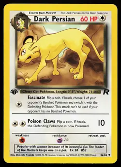 Dark Persian 42/82 1st Edition Uncommon Team Rocket Pokemon Card - Image 1