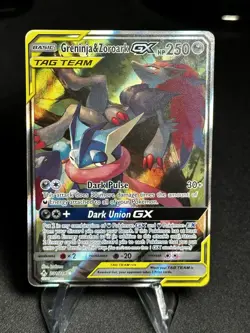 Greninja & Zoroark GX 201/214 Full Art Ultra Rare Tag Team Pokemon NM - Image 1
