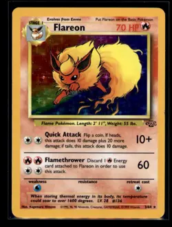 1999 Pokemon TCG Flareon Holo (3) Jungle #03/64 - Image 1