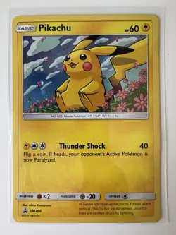 Pokemon Pikachu SM206 Promo Holo Sun & Moon Basic Thunder Shock LP - Image 1