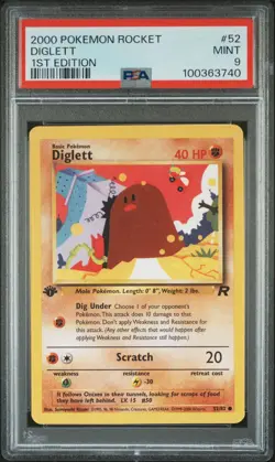 2000 Pokemon Team Rocket Diglett 1st Edition #52 PSA 9 MINT - Image 1