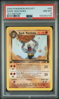 2000 Pokemon Team Rocket Dark Machoke #40 PSA 8 NM-MT - Image 1