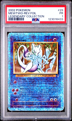 PSA 1 PR 2002 Pokemon Legendary Collection Mewtwo 29/110 Reverse Holo Foil WOTC - Image 1