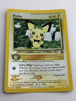 2001 Pokemon Black Star Promo #35 Pichu reverse foil holo Pokemon league NM - Image 5