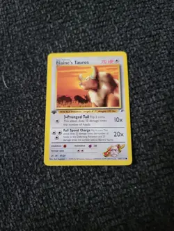 Pokemon Gym Heroes 1st Edition Regular Finish Blaine's Tauros 64/132 NM OC1071 - Image 1