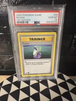 POKEMON 1st Edition Shadowless Base Set POTION 94/102 Common PSA 10 GEM MINT - Image 1