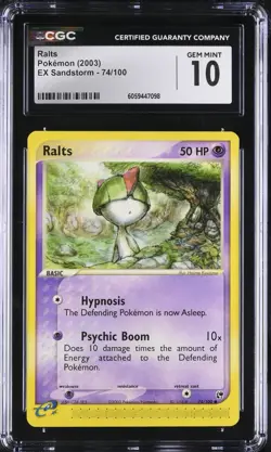 CGC 10 Ralts 74/100 EX Sandstorm 2003 Pokemon Card - Image 1