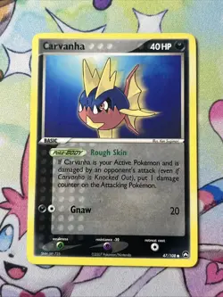 Carvanha 47/108 2007 EX Power Keepers Pokemon Card TCG Sugimori Art Common - Lp - Image 1