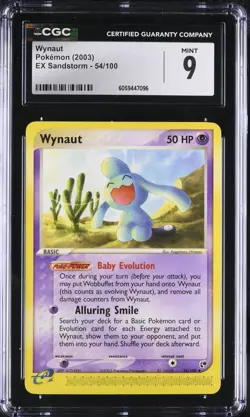 CGC 9 Wynaut 54/100 EX Sandstorm 2003 Pokemon Card - Image 1
