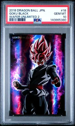 2018 DRAGONBALL Z JAPANESE WAFER CARD UNLIMITED #18 GOKU BLACK PSA 10 GEM MINT - Image 1