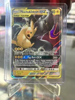 Pokemon Pikachu & Zekrom GX 33/181 SM-Team Up Ultra Rare Holo Tag Team GX NM - Image 1