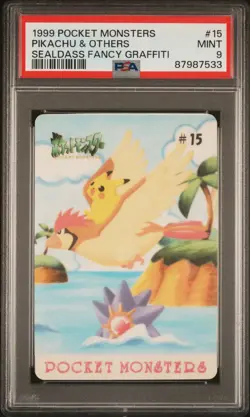 Pokemon Pikachu & Others #15 1999 Bandai Sealdass Fancy Graffiti PSA 9 - Image 1