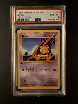 Pokemon TCG Abra Base Set Shadowless 1st Edition Common PSA 8 43/102 1999 - Image 1