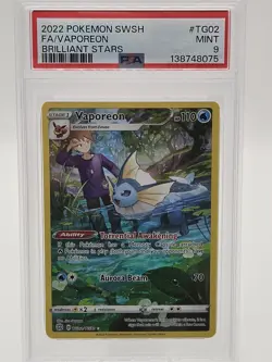 2022 Pokemon SWSH TG02 FA/Vaporeon Brilliant Stars PSA 9 Mint - Image 1
