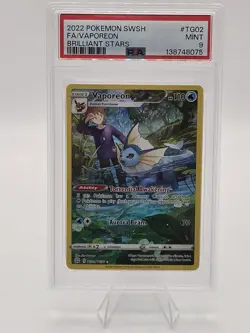 2022 Pokemon SWSH TG02 FA/Vaporeon Brilliant Stars PSA 9 Mint - Image 3