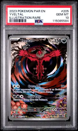 2023 POKEMON PAR EN-PARADOX RIFT #205 YVELTAL ILLUSTRATION RARE PSA 10 - Image 1