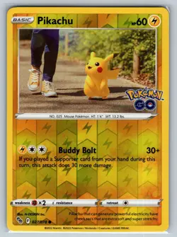 Pikachu 027/078 Common Pokemon GO Pokemon Reverse Holo Near Mint - Image 1