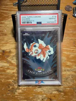Pokemon 2000 Topps Chrome TV Goldeen #118 PSA 10 GEM MINT (seq. Pt1) - Image 1