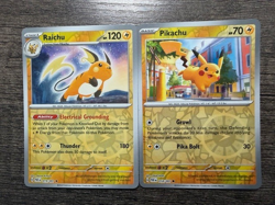 POKEMON 2 REV HOLO RAICHU 019/091 RARE + PIKACHU 018/091 2024 PALDEAN FATES NM - Image 1