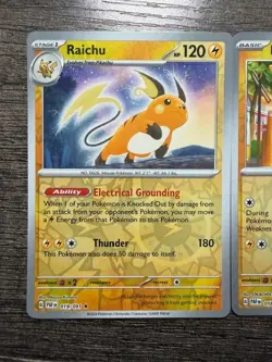 POKEMON 2 REV HOLO RAICHU 019/091 RARE + PIKACHU 018/091 2024 PALDEAN FATES NM - Image 2