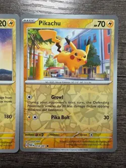 POKEMON 2 REV HOLO RAICHU 019/091 RARE + PIKACHU 018/091 2024 PALDEAN FATES NM - Image 3