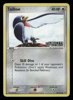 Taillow 86/113 Common Delta Species Pokemon Reverse Holo Damaged - Image 1