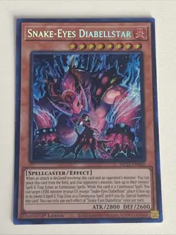 Yugioh Snake-Eyes Diabellstar x 3 1st Edition Prismatic Secret Rare NM Free Holo - Image 3