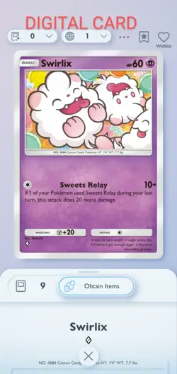 Pokemon Pocket Mobile Game Eevee Grove Set Swirlix ◇ Rare Digital Trade Card - Image 1