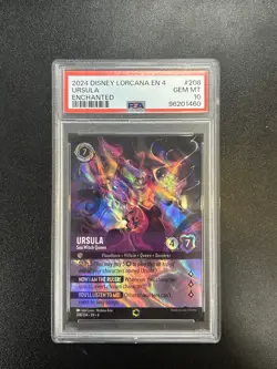 2024 Disney Lorcana Ursula's Return Enchanted Ursula Sea Witch Queen #208 PSA 10 - Image 1