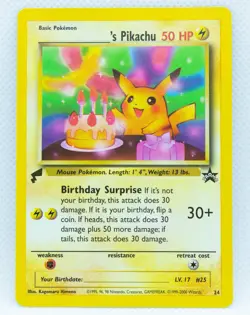BIRTHDAY PIKACHU #24 Pikachu 2000 World Collection Promo - Pokemon Card WOTC - Image 1