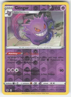Gengar 085/202 Holo Rare Sword & Shield Pokemon Reverse Holo Lightly Played - Image 1