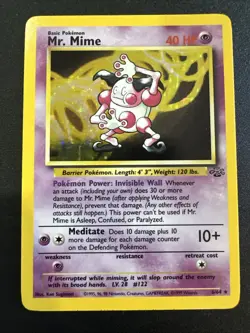 Pokemon TCG Mr. Mime Jungle Holo Card 6/64 Unlimited Rare, Near Mint Condition - Image 1