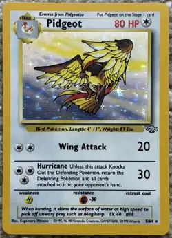 Pokemon Pidgeot 8/64 Jungle Holo Rare Unlimited 1999 LP Vintage WOTC Card - Image 1