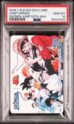 2018 GEORGIA JUMP 50th QUO CARD COLLECTION JUMP HEROES Luffy Naruto Psa 10 - Image 1