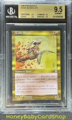 MTG Stronghold 1998 Acidic Sliver BGS 9.5Q (TRUE QUAD) GEM MINT Iconic Staple - Image 1