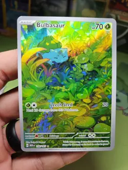 Pokemon Bulbasaur Illustration Rare Full Art Holo 166/165 Scarlet & Violet 151 … - Image 1