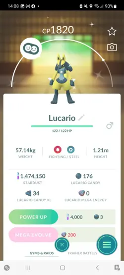 Pokemon Go (Stage 33) Shiny Lucario ( 106 Shinys ) ( 1.4 M ) - Image 2