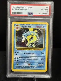 1999 POKEMON BASE SET UNLIMITED #6 GYARADOS-HOLO PSA 8 - Image 1