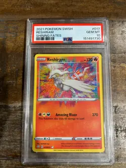 POKEMON 2021 Shining Fates RESHIRAM #017 PSA 10 Gem Mint Rare Amazing - Image 1