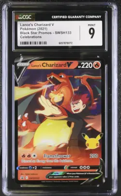 Lance's Charizard V SWSH133 Celebrations Black Star Promos Pokemon CGC 9 Mint - Image 1