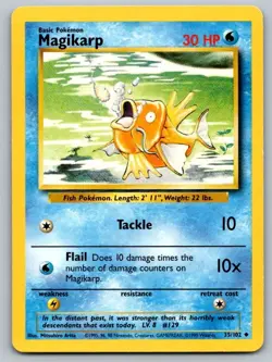 Magikarp 35/102 Uncommon Base Set Unlimited Pokemon Lightly Played - Image 1