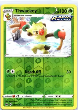 Thwackey Rapid Strike Uncommon Reverse Holo Pokemon TCG Chilling Reign 017/198 - Image 1