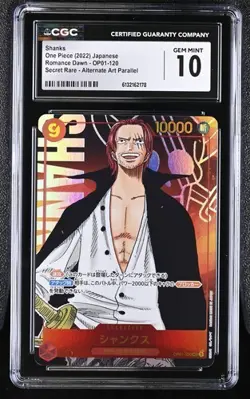 2022 ONE PIECE JAPANESE OP01-120 SHANKS ALT ART CGC 10 Gem Mint - Image 1