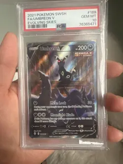 2021 Pokemon SWSH Evolving Skies Umbreon V Full Art Ultra Rare #189/203 PSA 10 - Image 1