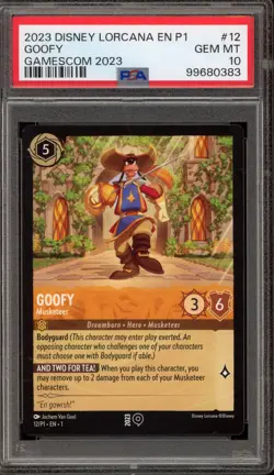 Disney Lorcana Goofy Musketeer 2023 Gamescom Promo 12/P1 PSA 10 Gem Mint - Image 1