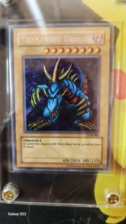Yugioh Tri-Horned Dragon LOB-000 Secret Rare NM-M Original Print NA - Image 1