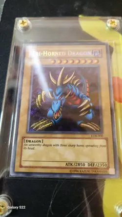 Yugioh Tri-Horned Dragon LOB-000 Secret Rare NM-M Original Print NA - Image 2