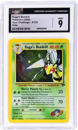 CGC 9 MINT Koga's Beedrill 2000 Gym Challenge 9/132 Holo Pokemon Card psa - Image 1
