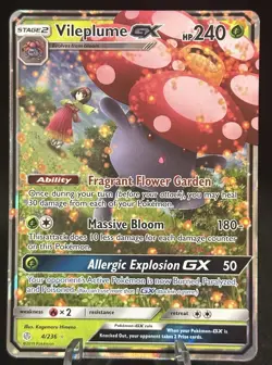 Vileplume GX 4/236 Ultra Rare from the Cosmic Eclipse Pokemon TCG - Image 1